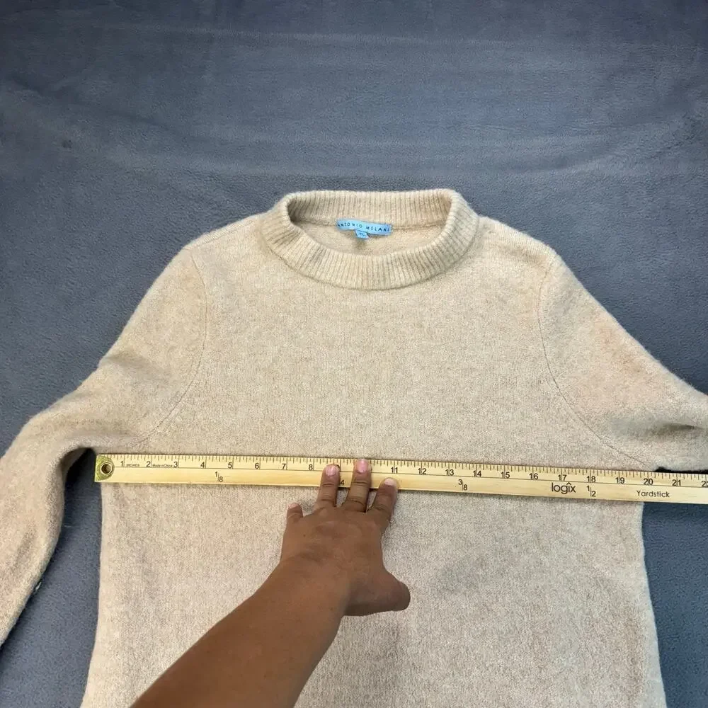 ANTONIO MELANI Wool Alpaca Blend Sweater Pullover‎ Mock Neck Beige Cottagecore M